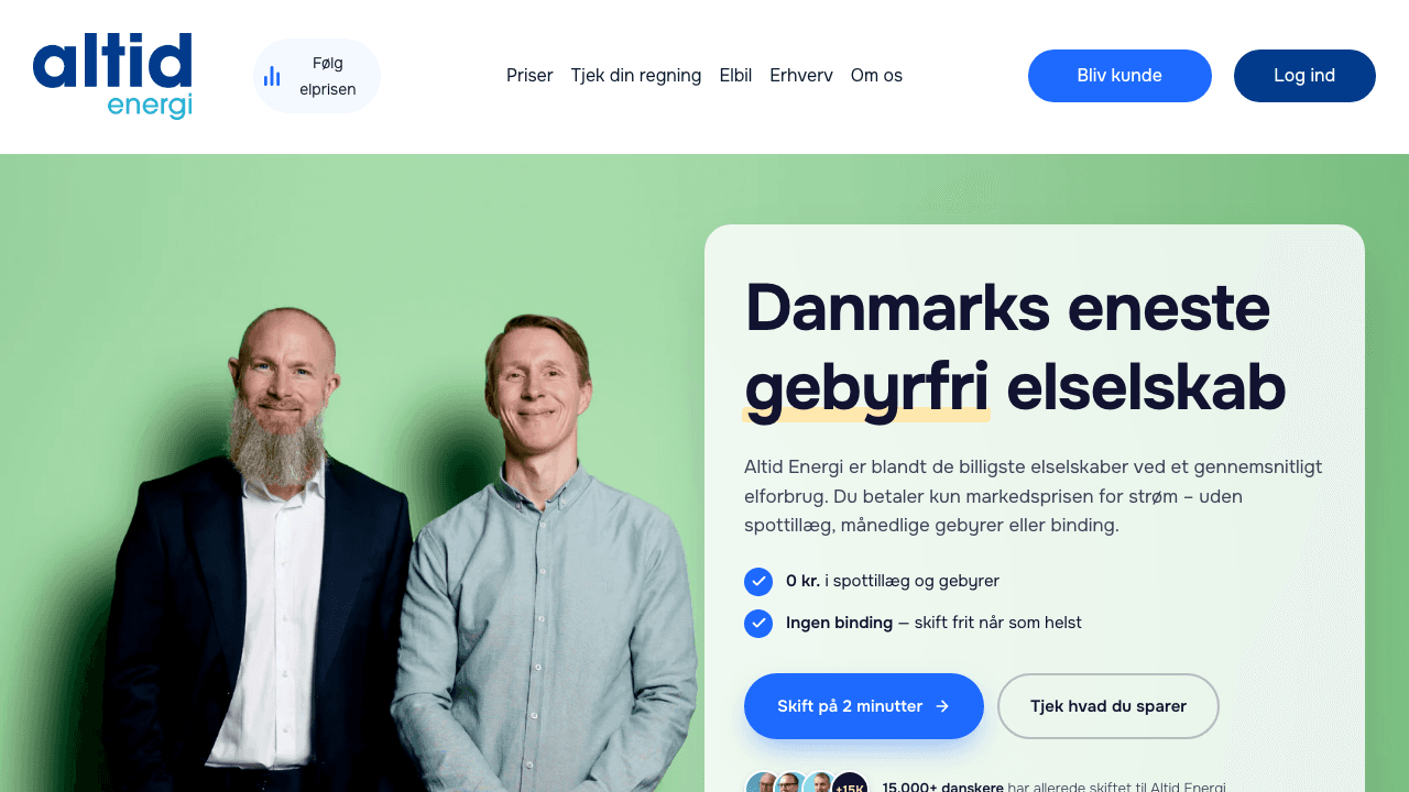Altid Energi hjemmeside screenshot